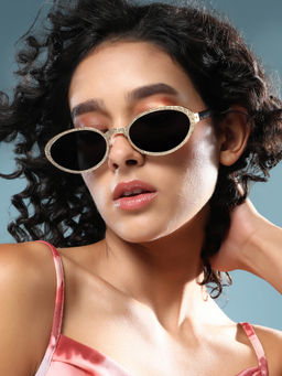 Haute Sauce - Women Oval Black Lens Full Rim Sunglasses