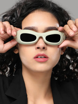 Haute Sauce - Women Rectangle Black Lens Full Rim Sunglasses