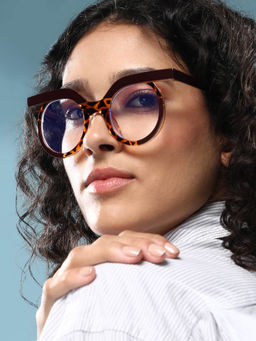 Haute Sauce - Women Round Clear Lens Full Rim Sunglasses