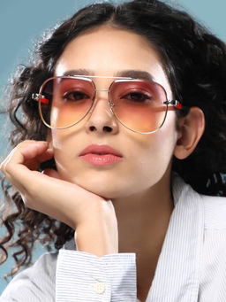 Haute Sauce - Women Pilot Purple Lens Full Rim Sunglasses