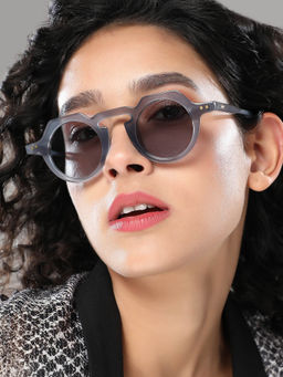 Haute Sauce - Women Round Blue Lens Full Rim Sunglasses