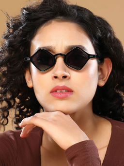 Haute Sauce - Women Rhombus Black Lens Full Rim Sunglasses