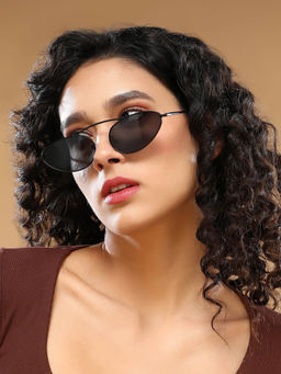 Haute Sauce - Women Cat Eye Black Lens Full Rim Sunglasses