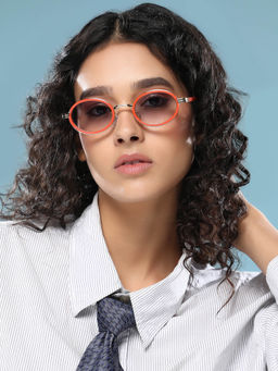 Haute Sauce - Women Oval Black Lens Full Rim Sunglasses