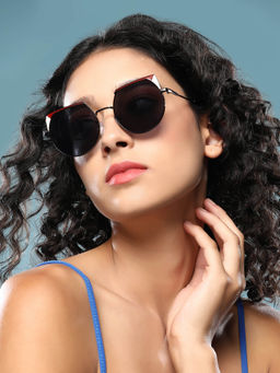 Haute Sauce - Women Cat Eye Black Lens Full Rim Sunglasses