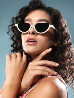 Haute Sauce - Women Cat Eye Black Lens Full Rim Sunglasses