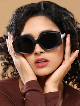 Haute Sauce - Women Rectangle Black Lens Full Rim Sunglasses