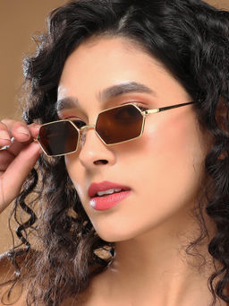 Haute Sauce - Women Irregular Brown Lens Full Rim Sunglasses