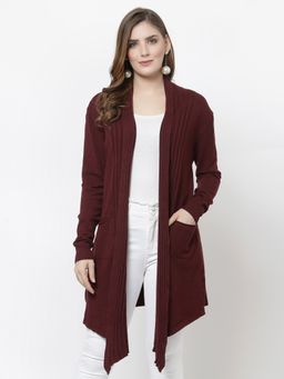 Mafadeny - Women Winter Wine Longline Shrug
