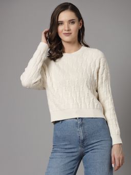 Mafadeny - Women Winter Wear White Stylished Top