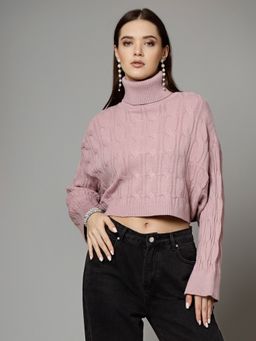 Mafadeny - Women Winter Wear Peach Crop Top