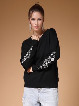 Mafadeny - Women Winter Wear Black Stylished Top