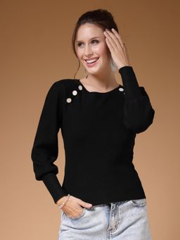 Mafadeny - Women Winter Wear Black Stylished & Cosy Top
