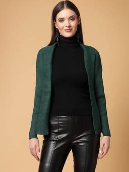 Mafadeny - Women Winter Wear Green Stylished & Cosy Shrug