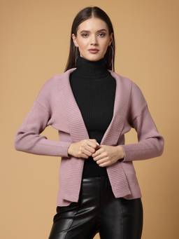 Mafadeny - Women Winter Wear Mauve Stylished & Cosy Shrug