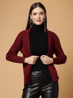 Mafadeny - Women Winter Wear Maroon Stylished & Cosy Shrug