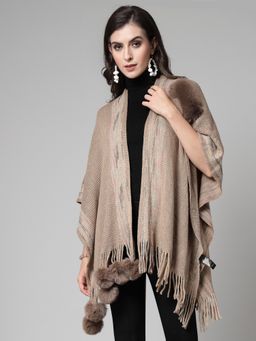 Mafadeny - Women Winter Wear Camel Stylish & Cosy Poncho
