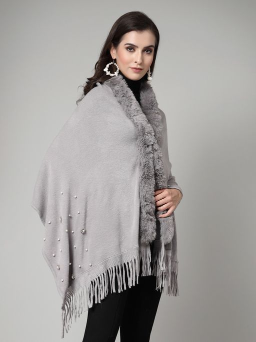 Buy Mafadeny Women Winter Wear Grey Embellished Stylish Cosy