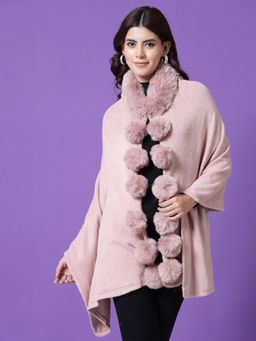 Mafadeny - V-Neck Longline Peach Poncho