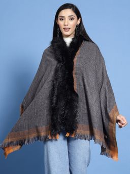 Mafadeny - Women Winter Wear Black Stylish & Cosy Poncho