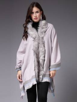 Mafadeny - Women Winter Wear Grey Stylish & Cosy Poncho
