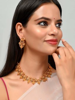 Silvermerc Designs - Women Gold Toned Gold Plated Choker Necklace Jewellery (Set of 2)