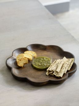 Ellementry - Floral Chip & Dip - Wood And Glass