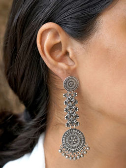 Teejh - Raveena Silver Oxidised Earrings for Women