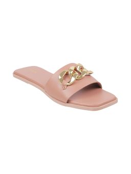 Mochi - Womens Pink Flat Mules Mochi Embellished Pink Flats