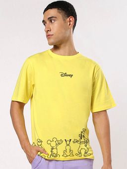 Bewakoof - Men's Yellow Together Graphic Printed Oversized Fit T-shirt