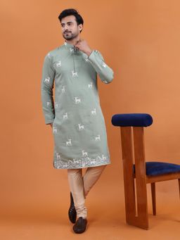 TABARD - Green Cotton Kurta for Men