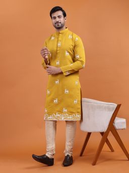 TABARD - Yellow Cotton Kurta for Men
