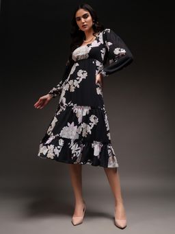 Trend Arrest - Womens Square Neck Floral Tiered Dress