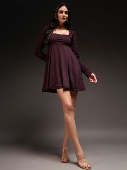 Trend Arrest - Womens Square Neck Fit and Flare Dress