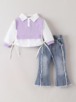 Hopscotch - Bow Applique Top with Jeans