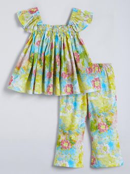 Hopscotch - Floral Ruffled Top with Pant