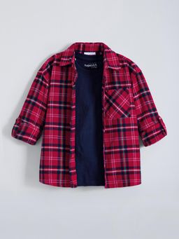 Hopscotch - Plaid Cotton Shirt with T-Shirt