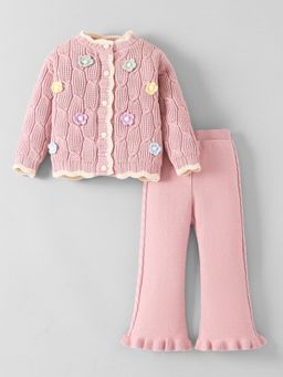 Hopscotch - Floral Applique Cardigans with Pant