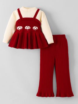 Hopscotch - Mushroom Embroidered Top with Pant