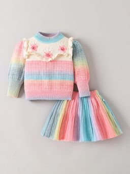 Hopscotch - Floral Omber Sweater with Skirt