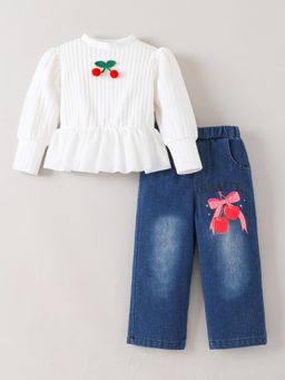 Hopscotch - Cherry Applique Top with Jeans
