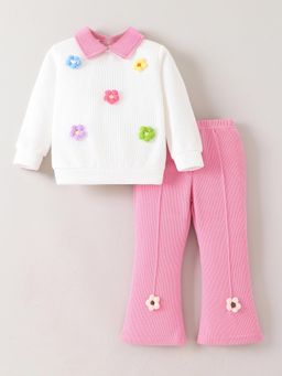 Hopscotch - Floral Applique Sweater with Pant