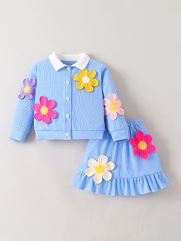 Hopscotch - Floral Applique Cardigans with Skirt