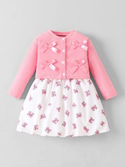 Hopscotch - Bow Applique Dress with Sweater