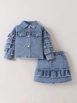 Hopscotch - Ruffle Embellished Jacket with Skirt