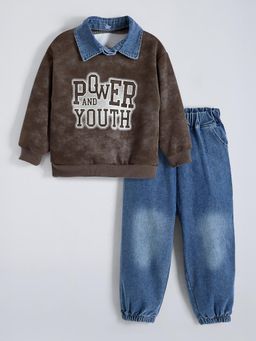 Hopscotch - Typographic Textured Sweatshirt & Jeans