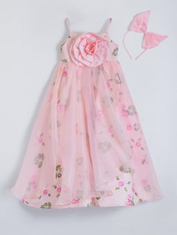 Hopscotch - Floral Applique Gown with Headband