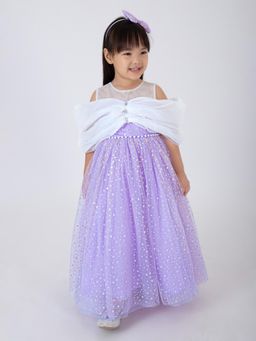 Hopscotch - Purple Beads Embellished Gown with Headband