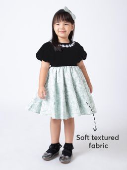 Hopscotch - Lace Embellished Floral Dress with Headband