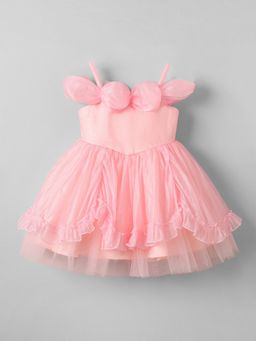 Hopscotch - Bow Applique Ruffled Dress